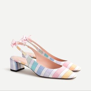 🎀J. Crew Kate Slingback Pumps Gingham Bow Rainbow🎀
